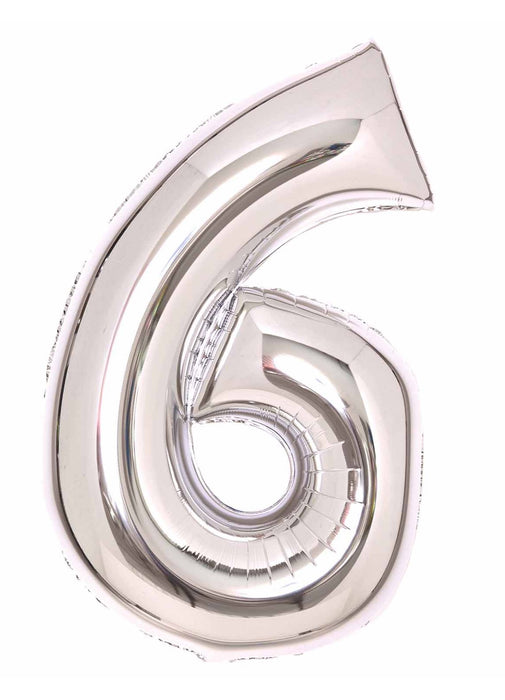 Number 6 Silver Foil Balloon