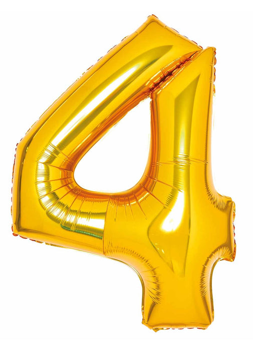 Number 4 Gold Foil Balloon
