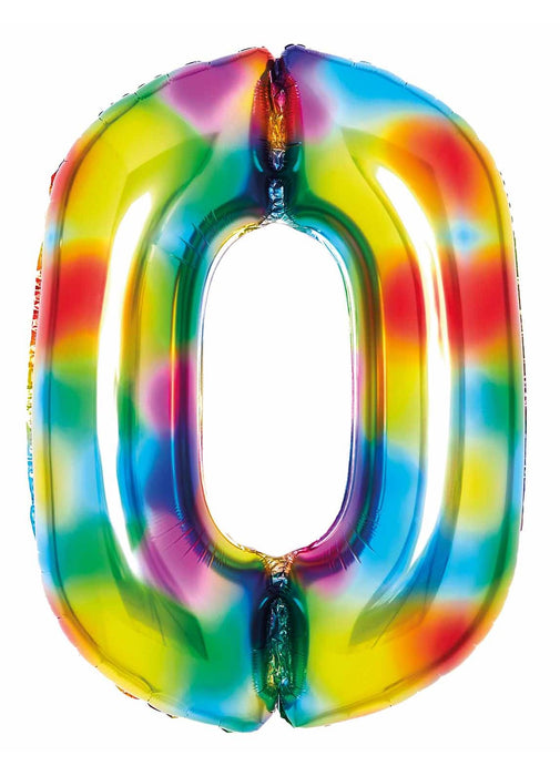 Number 0 Bright Rainbow Foil Balloon