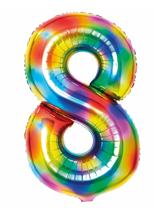 Number 8 Bright Rainbow Foil Balloon