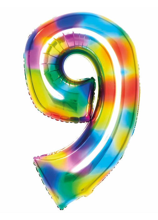 Number 9 Bright Rainbow Foil Balloon
