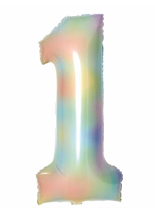 Number 1 Pastel Rainbow Foil Balloon