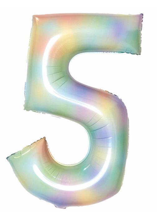 Number 5 Pastel Rainbow Foil Balloon