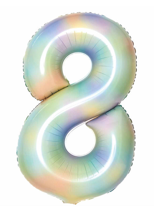 Number 8 Pastel Rainbow Foil Balloon