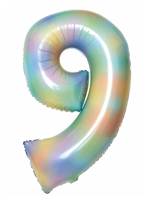 Number 9 Pastel Rainbow Foil Balloon