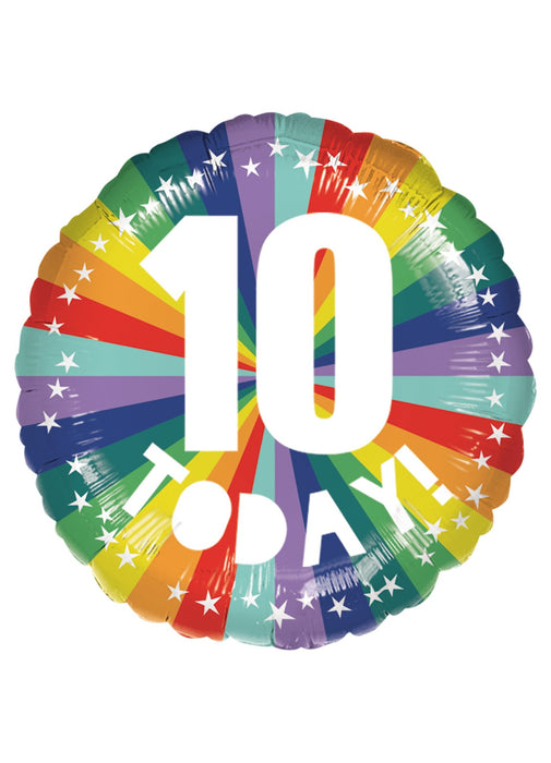 Rainbow 10 Today Foil Balloon