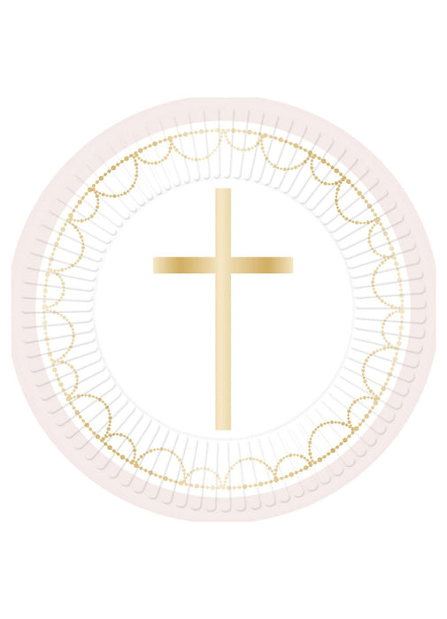 Pink Celebration Cross Plates 8pk