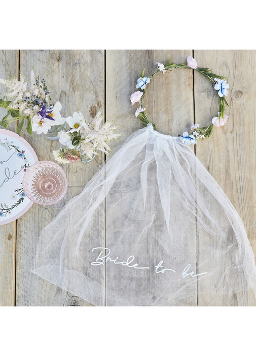 Floral Bride To Be Veil
