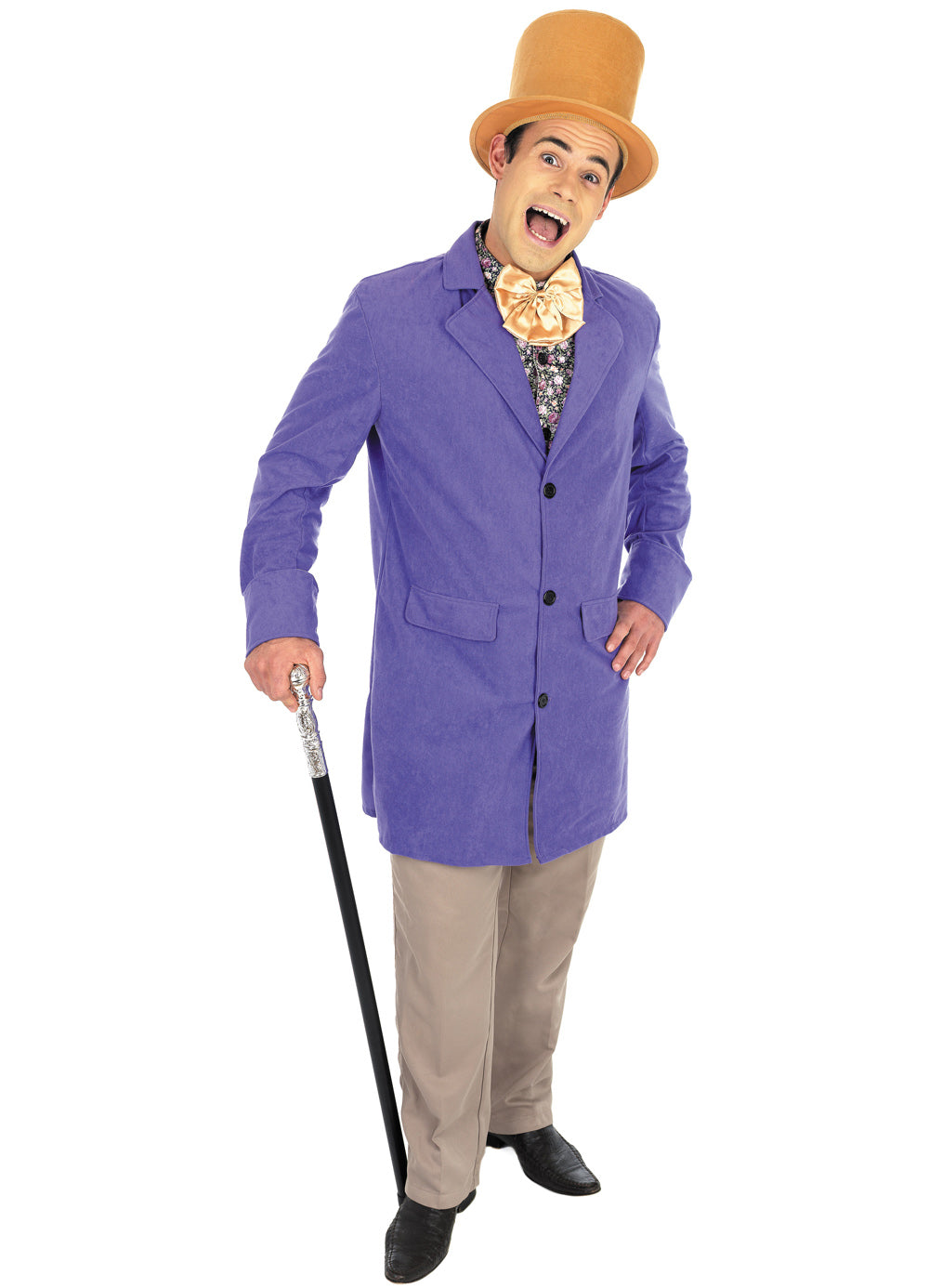 Adult Chocolate Factory Owner Outfit Willy Wonka Fancy Dress Costume  Accessory
