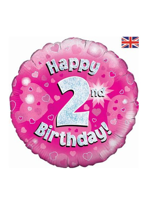 Pink Happy 2nd Birthday Foil Balloon