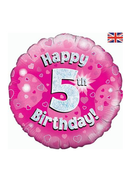 Pink Happy 5th Birthday Foil Balloon
