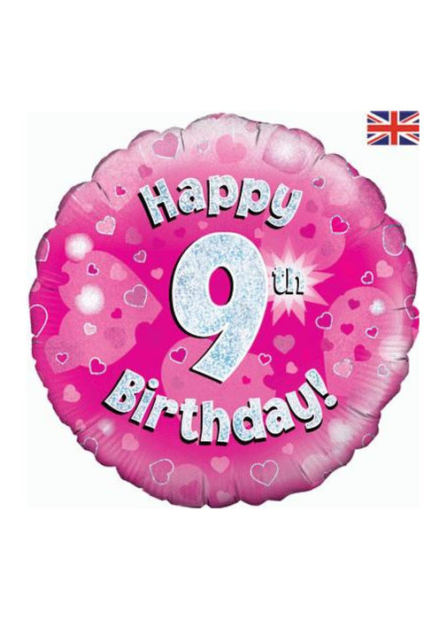 Pink Happy 9th Birthday Foil Balloon