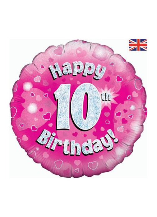 Pink Happy 10th Birthday Foil Balloon