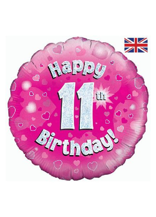 Pink Happy 11th Birthday Foil Balloon