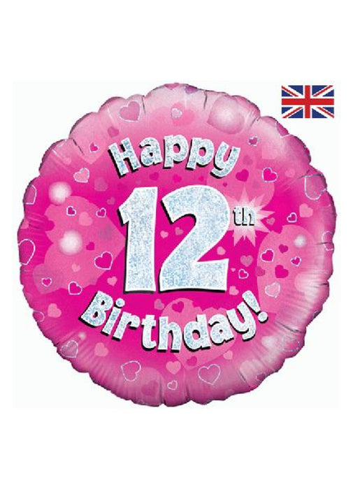 Pink Happy 12th Birthday Foil Balloon