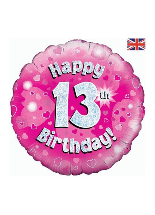 Pink Happy 13th Birthday Foil Balloon