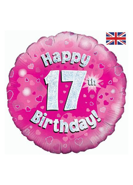 Pink Happy 17th Birthday Foil Balloon
