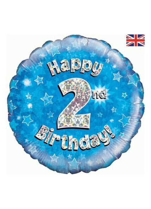 Blue Happy 2nd Birthday Foil Balloon