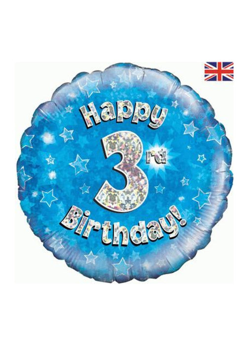 Blue Happy 3rd Birthday Foil Balloon