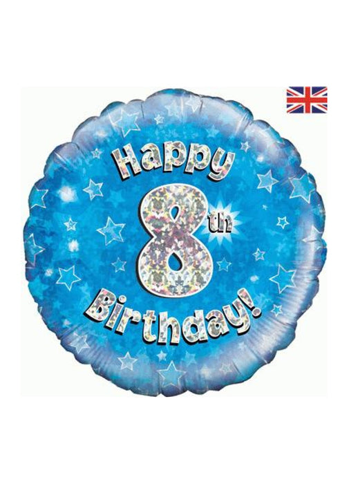 Blue Happy 8th Birthday Foil Balloon