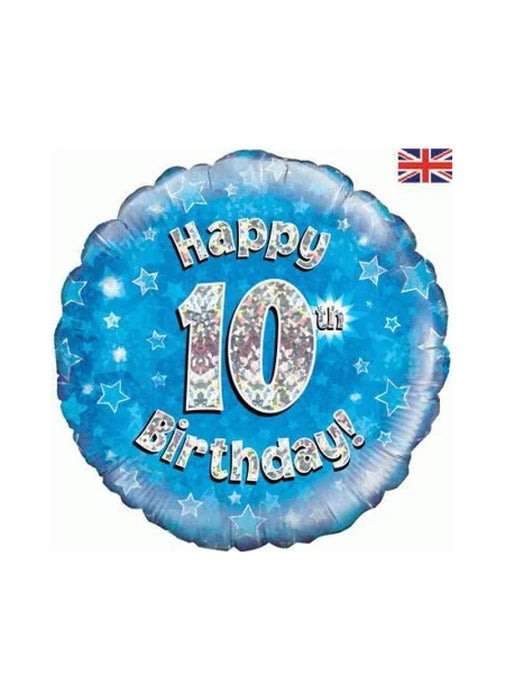 Blue Happy 10th Birthday Foil Balloon