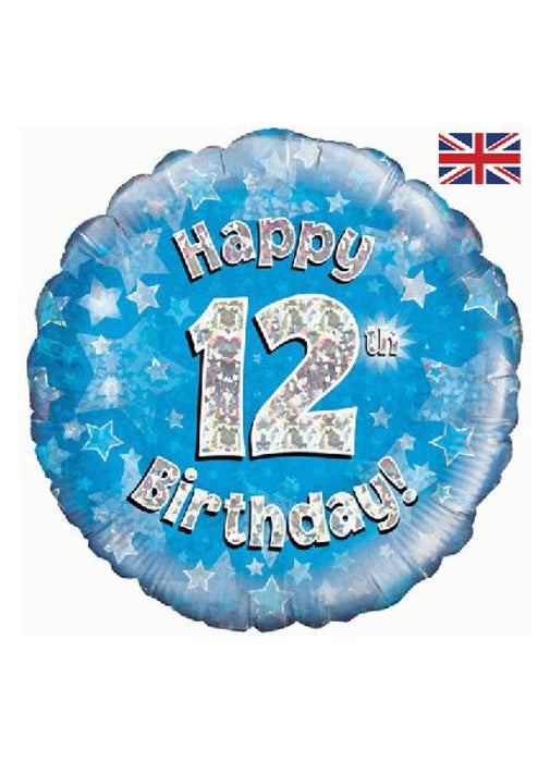 Blue Happy 12th Birthday Foil Balloon