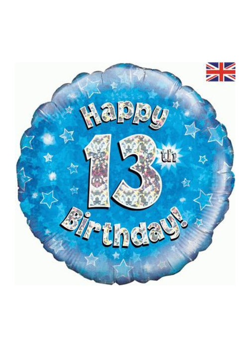 Blue Happy 13th Birthday Foil Balloon