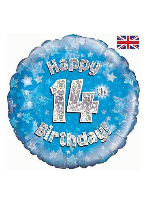 Blue Happy 14th Birthday Foil Balloon