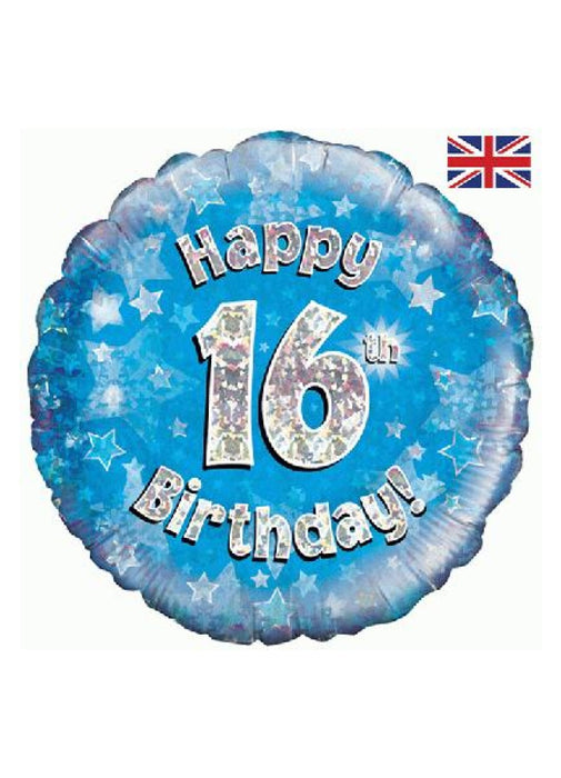 Blue Happy 16th Birthday Foil Balloon