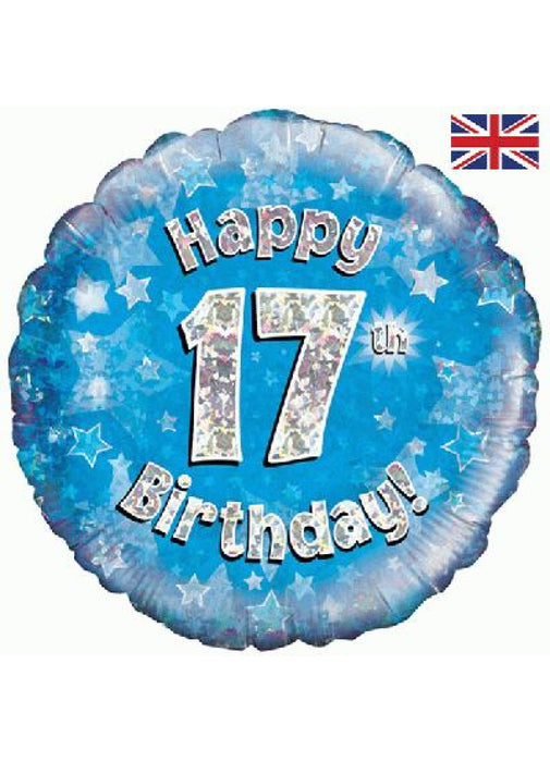 Blue Happy 17th Birthday Foil Balloon
