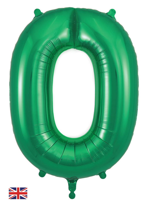 Number 0 Green Foil Balloon