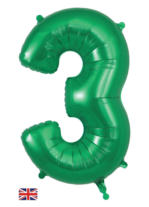 Number 3 Green Foil Balloon