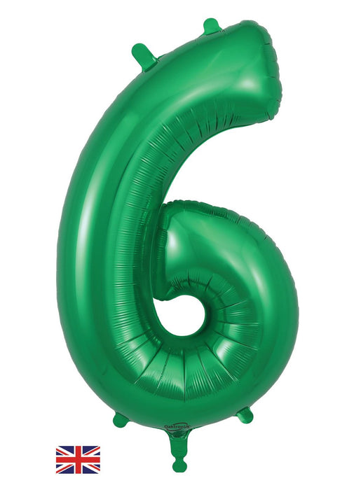 Number 6 Green Foil Balloon