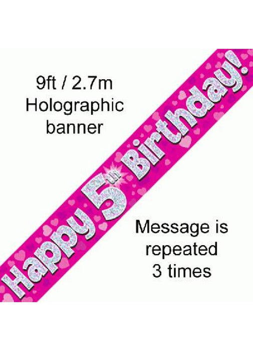 Happy 5th Birthday Pink Foil Banner