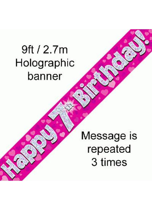 Happy 7th Birthday Pink Foil Banner