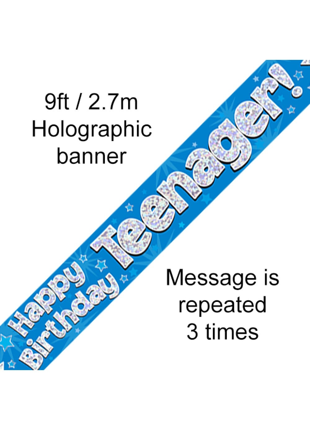 Oaktree Banner Olografico Blu 'Happy Birthday Teenager' - 2,7 Metri