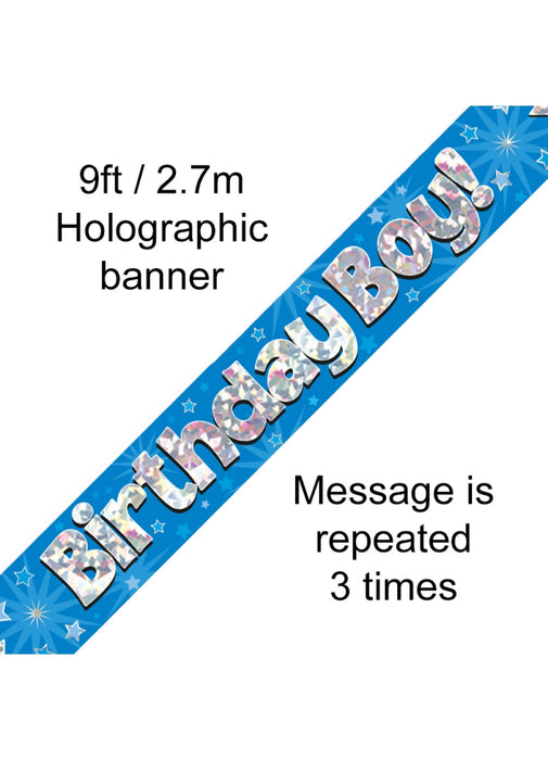 Birthday Boy Blue Foil Banner