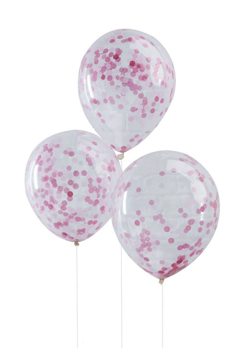 Pink Confetti Latex Balloons 5pk
