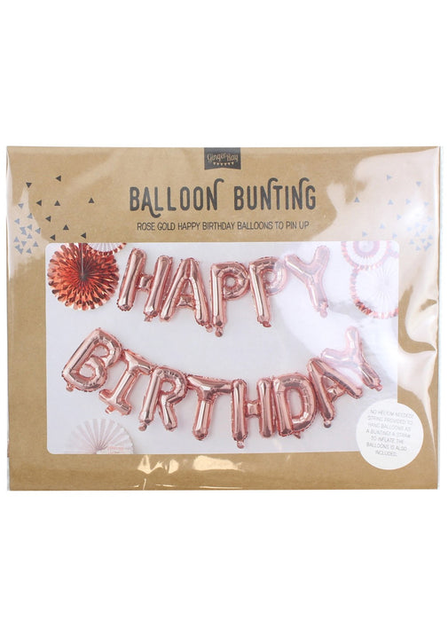 Rose Gold Happy Birthday Balloon Bunting