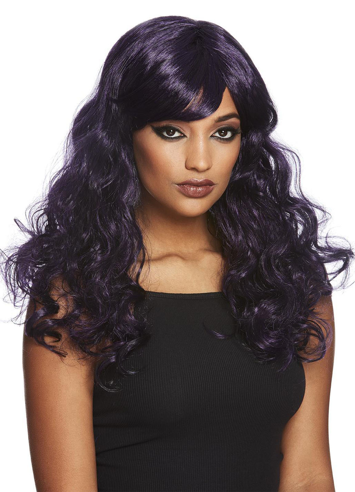 Gothic Seductress Curly Wig Black and Blue main image 0