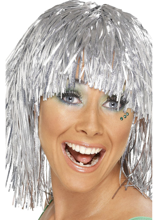 Silver Cyber Tinsel Wig