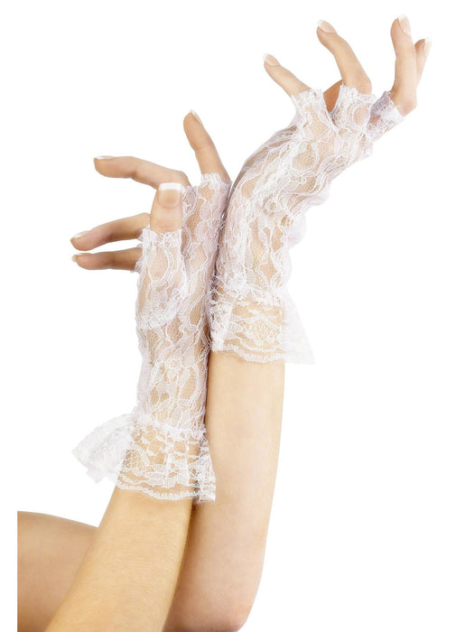 White Fingerless Lace Gloves