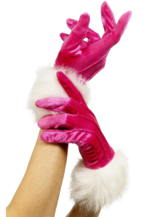 Pink Santa Gloves With Fur