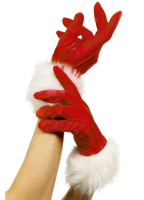Red Santa Gloves With Fur