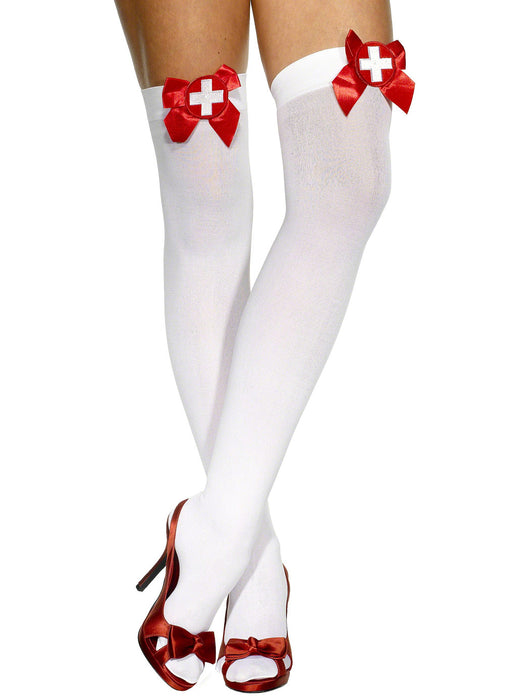 White Nurse Stockings With Bow