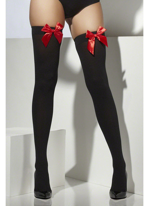 Black Stockings With Red Bow