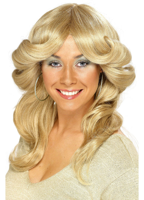 70's Long Flick Blonde Wig