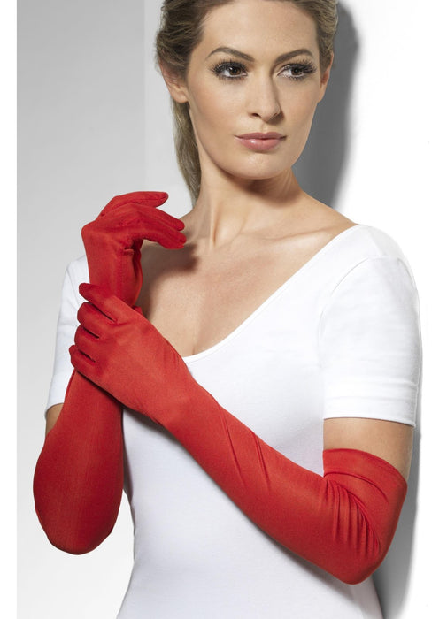 Long Red Gloves Adult