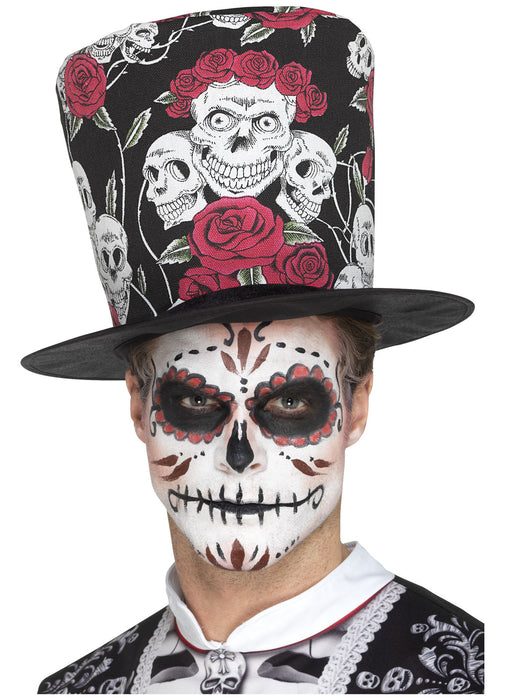 Day of The Dead Material Top Hat