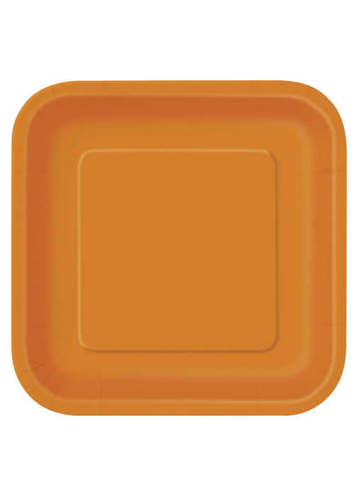 Orange Party Square Paper Plates 14pk